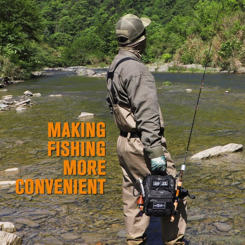 Dovesun Small Fishing Backpack, Fly Fishing Sling Pack Waterproof Fishing