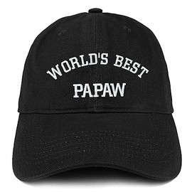 Trendy Apparel Shop World's Best Papaw Embroidered Soft Crown 100% Brushed Cotton Cap - Black