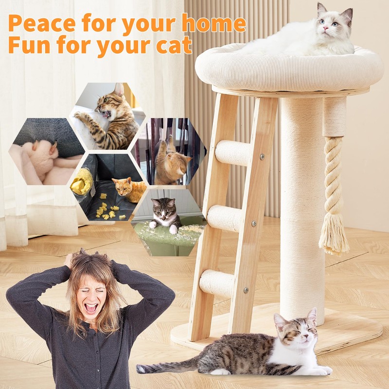 Cat Tree Small Tower with Scratching Post for Indoor, Multifunctional
