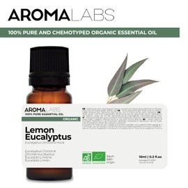 BIO - Lemon Eucalyptus Essential Oil - 10mL - 100% Pure, Natural, Chemotyped and AB Certified - AROMA LABS (French Brand)