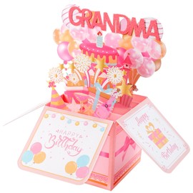 loghohu Happy Birthday Pop up Card, Happy Mothers Day Card with Envelope 3D Birthdays Box Pop up Birthday Cards for Women Grandma Birthdays Gifts
