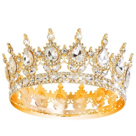 siawadeky Crown Tiara, Glittering Wedding Hair Ornament, Crown Hair Hoop Baroque Headband Princess Rhinestone Headdress European Style Bridal Hair Accessory for Weddings, Receptions, Coming of Age