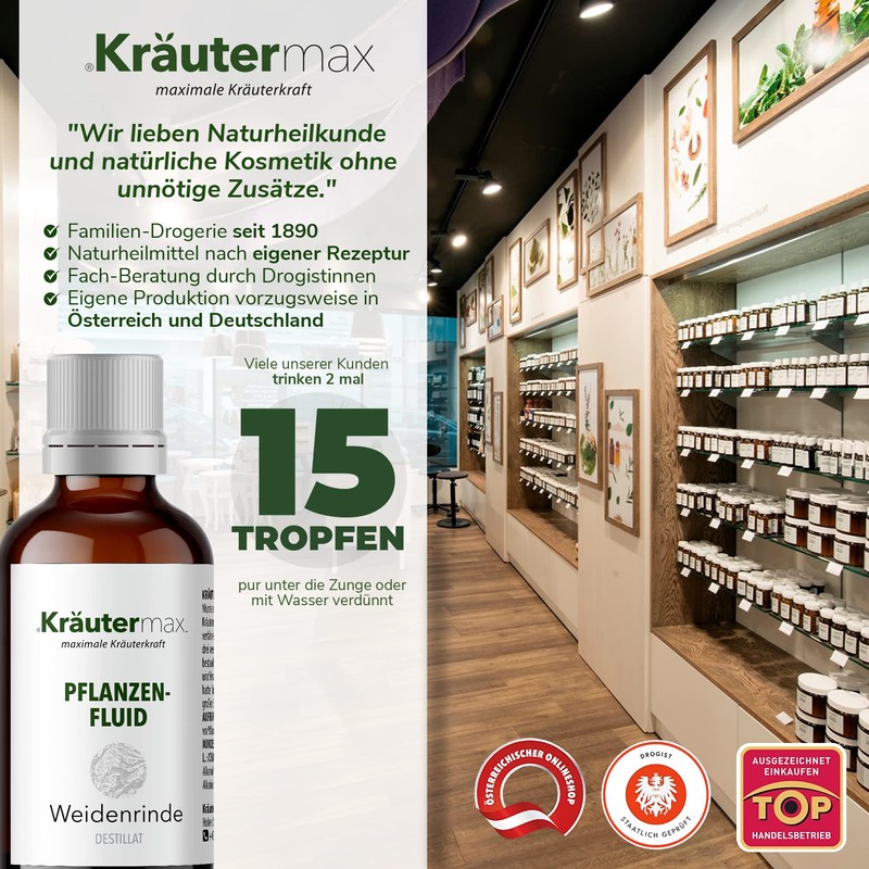 Kräutermax Willow Bark Drops | Willow Bark Plant Fluid as