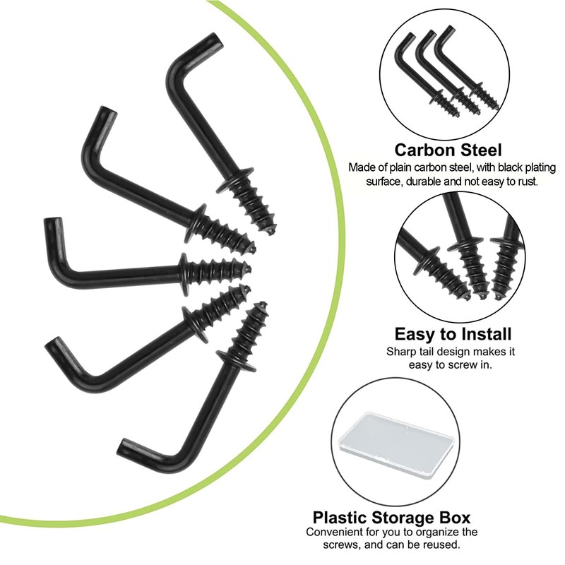 UFURMATE 1 Inch Screw Hooks, 90 Pieces Carbon Steel Coated