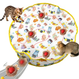 ELESULTRA Interactive Cat Toy Automatic - Fast Moving Ball Toys Hide and Seek in Play Mat Smart Cat Games for Bored Indoor Adult Cats Dog Rolling Electric Enrichmenttoy Gifts for Dogs Cat Birthday