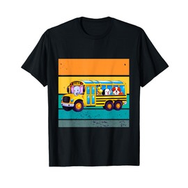 Colorful school bus animated animal characters cartoon child T-Shirt