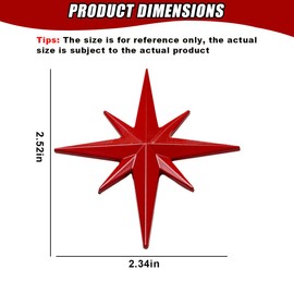 DUSCOKE Octagonal Star Car Sticker Decal, 3D Metal Car Emblem Sticker Badge Decal, Auto Bumper Stickers Vehicle Exterior Decoration Decals for Automotive, Truck, RV, SUV, Motorcycle (Red)