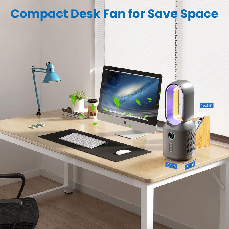 Desk Fan,13 Inch Portable Bladeless Fan, Small Quiet Office Fan
