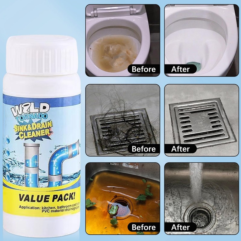 2pc Wild Tornado Pipe Dredge,Powerful Sink Cleaner for Kitchen Toilet