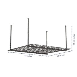 Hyloft 00625 45-Inch x 45-Inch Overhead Steel Garage Storage System, Adjustable Ceiling Mount Storage Rack, Hammertone