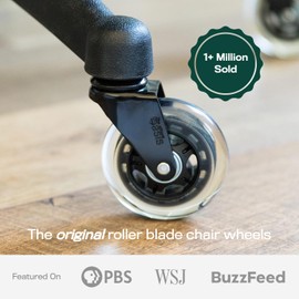 Las ruedas originales para silla de oficina Rollerblade (como se ve en PBS) – Ruedas enrollables increíblemente suaves y silenciosas, seguras para suelos y alfombras de madera dura, fácil instalación