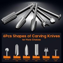 Wood Carving Drill Bits Set Compatible with Dremel Rotary Tool Different Shapes of Engraving Bits Meeting Woodworking DIY Carving, Drilling Hole, Grinding, Micro Sculpture (FO-FSK)