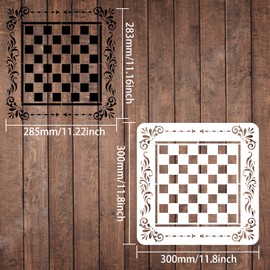 FINGERINSPIRE Modern Checkerboard Template 11.8x11.8inch Painting Chess Checkers Lined Gameboard Family Game Home Decor Gift Best Vinyl Large Stencils for Painting on Wood, Canvas, Wall