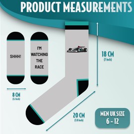 SC Products F1 Socks for Car Lovers | Size 6-12 Cotton Novelty Socks for Men Formula 1 Gifts | Grand Prix F1 Gifts for Men Christmas Presents | Formula 1 Merchandise for Racing Fans
