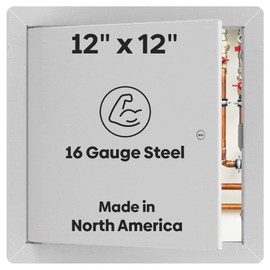 Best 12" x 12" Universal Metal Access Panel with Flange, 16-Gauge Cold Rolled Steel Access Door for Dry Wall/Ceiling, LEED Compliant Drywall Panel with Hidden Pin Hinge, Screwdriver Latch, BA-UAP