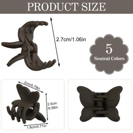 TEBIEKOY Butterfly Hair Clips for Women Girls - 50Pcs Small Hair Clips Cute Butterfly Clips for Hair Neutral Color Mini Hair Claw Clips for Thin Fine Hair Strong Grip Y2K Hair Accessories