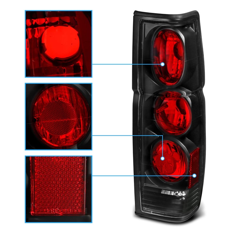 AmeriLite Black Replacement Brake Tail Lights Set For Hardbody D21