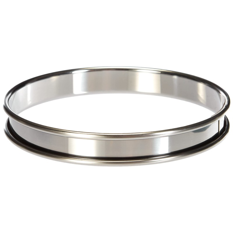 De Buyer Circular Tart Frame with Rolled Edge, Stainless Steel,