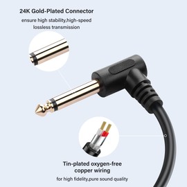 SinLoon 6.35mm Mono Male to 3.5mm Stereo Female Audio Cable, 2pcs TS to TRS Adapter with Gold Plating & Shielding for Guitar/Microphone/Mixer - 0.3M