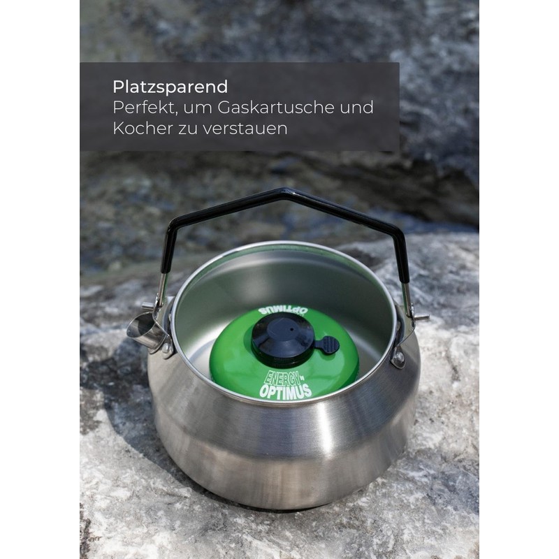 LAMBDA COFFEE® Kettle 1 Litre Stainless Steel | For Camping
