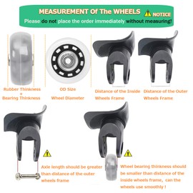 Luggage Suitcase Replacement Wheels 1.77" Diameter 4 Pcs 0.71" Thickness with Ball Bearings Wear-Resistant Mute Rubber Swivel Transparent Caster Repair Kits for Luggage Bags Trolley Case