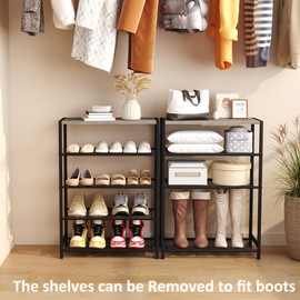 HOMEFORT 5 Tiers Shoe Rack Organizer,23" Shoe Storage Shelf for Closet, Shoe Rack for Entryway, Each Tier Fits 3 Pairs, Shoe Stand with Metal Shelves and MDF Top Board(Washed Gray)