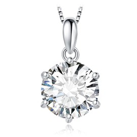JewelryPalace Round Cut 1ct 2ct 3ct Cubic Zirconia Chain Pendant, Simulated Diamond Bridal Jewellery Set, Women's Silver 925 Necklace with Stone, Jewellery Girls for Women Rose Gold 45 cm, Gemstone,
