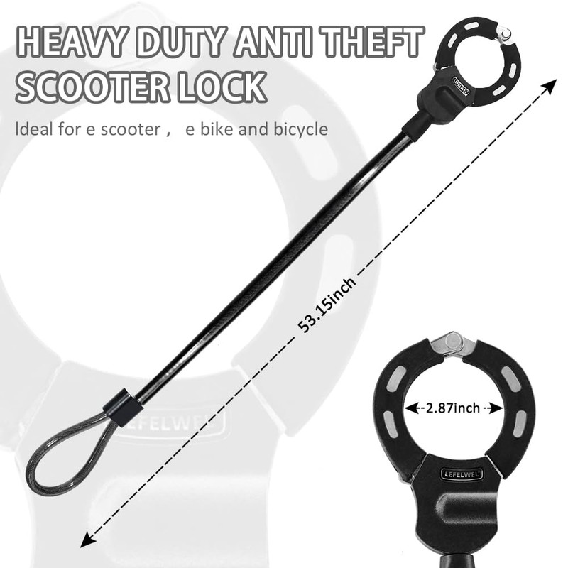 Electric Scooter Lock,Scooter Locks Anti Theft,14mm Thick for E-Scooter, Electric