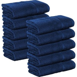 12 Pack Premium Washcloths Set, 12x12 Inches, Soft Absorbent Terry Cotton Face Towels, Lightweight Dish Cloth Quick Dry Hand Towels for Bathroom, Kitchen, Home, Salon, Spa, Gym, Cleaning, Navy Blue