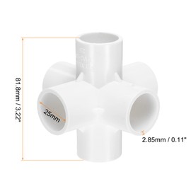 HARFINGTON 4pcs 6 Way PVC Pipe Fittings 3/4" Elbow Pipe Connector Build Grade 90 Degree Pipe Coupling Elbow Fittings for Sewer Plumbing Drain Water Supplies Build Garden, White