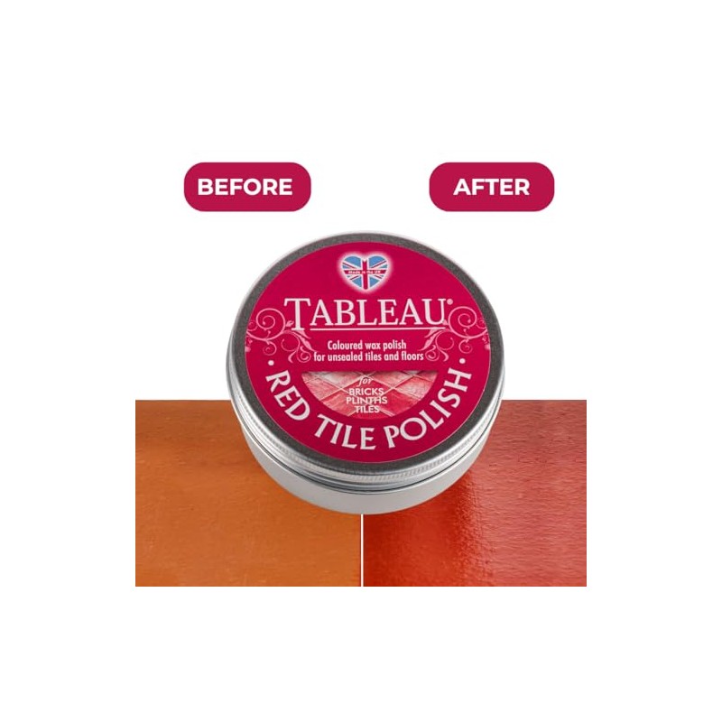 Tableau Red Tile Polish, Rejuvenate Red Tiles, Brickwork, Unsealed Concrete
