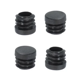 PATIKIL 3/4 Inch Plastic Tubing End Caps, 4 Pcs Round Hole Plug Insert for Round Iron Pipe Chair Leg Table Bookshelves Patio Furniture, Black