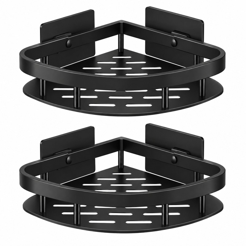 2pcs Aluminum Alloy Bathroom Shower Shelf – No-Drill Shampoo Rack
