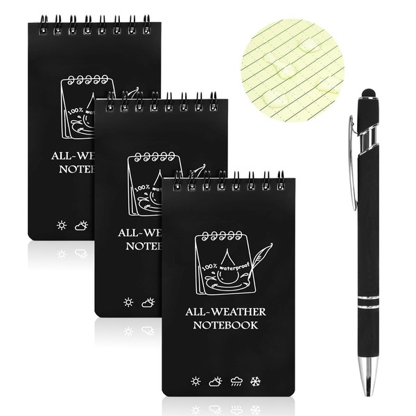 OT-NVWOZR 3PCS Waterproof Notebook, 3" x 5" All-Weather Pocket Notepad