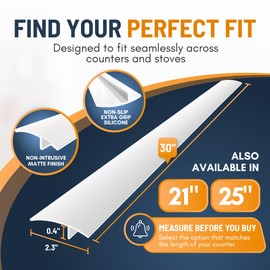 Linda’s Essentials Silicone Stove Gap Covers (2 Pack), Heat Resistant Oven Gap Filler Seals Gaps Between Stovetop and Counter, Easy to Clean Stove Gap Guard (30 Inches, White)