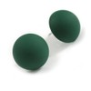 15mm Diameter Dark Green Matte Acrylic Button Shaped Stud Earrings