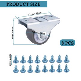 8 PCS Fixed Castors,Small Wheel Castors,Heavy Duty Casters,Silent Caster,for Furniture Appliances Drawer Equipment Fixed Castor Replacement