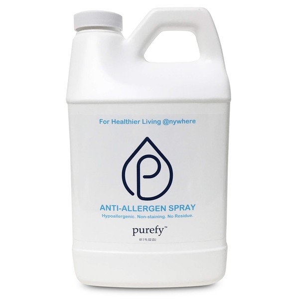 PUREFY Anti-Allergen Spray (68oz Refill), Hypoallergenic. Eliminate Allergens and Odor. Baby Safe. Unscented. No Residue. Asthma & Allergy Safe for Babies & Pets. Allergen Reducer for Healthier Life!