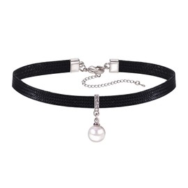 Black Choker Necklace for Women Pearl Choker Necklace Adjustable Black Collar Choker Christmas Jewelry Gifts Stocking Stuffers