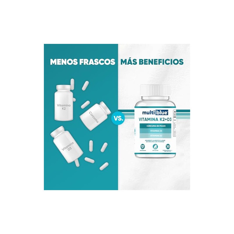 Vitamina D3 K2 30 Cápsulas de 550mg | Combinación Óptima