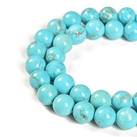 Nancybeads 45pcs 8mm Natural Stabilized Blue Turquoise Gemstone Round Spacer Loose Stone Beads for Jewelry Making 15.5 inches 1 Strand (Stabilized Blue Turquoise, 8mm 45Beads)