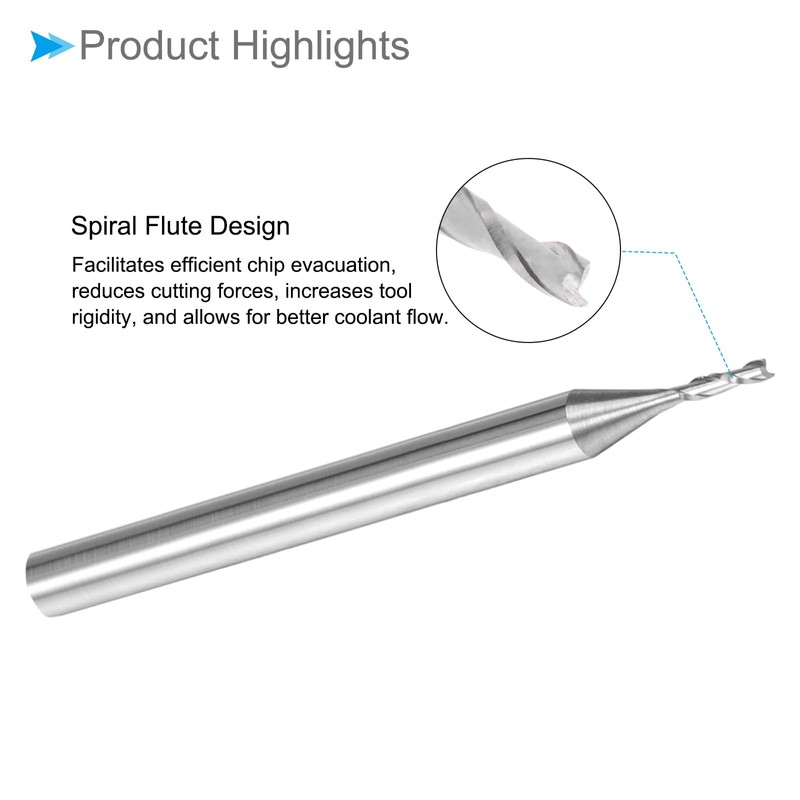 CoCud Spiral End Mills, 1/8" Shank 1mm x 6mm Solid