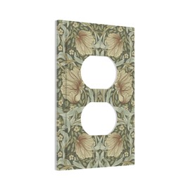 William Morris Pimpernel Flowers 1 Gang Electrical Duplex Outlet Covers Vintage Floral Green Botanical Receptacle Light Switch Cover Plate Decorative for Country Country Bedroom Home Décor