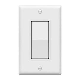 ENERLITES Decorator Paddle Light Switch with Wall Plates, Wall Decor Switch, Single Pole, 3 Wire, Grounding Screw, Residential Grade, 15A 120V/277V, UL Listed, White