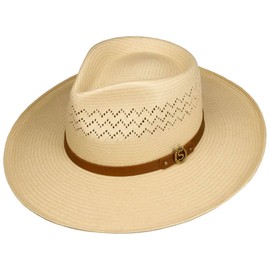 Stetson Salcott Outdoor Toyo Straw Hat Women/Men - Western Summer Cowboy with Leather Trim Spring-Summer - XL (60-61 cm) Nature