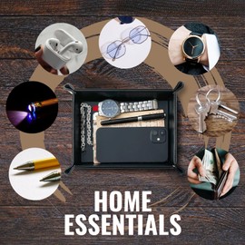 INNObeta Basketball Coach Gifts Valet Tray for Men, Desktop Storage Organizer PU Leather Bedside Tray Key Coin Holder