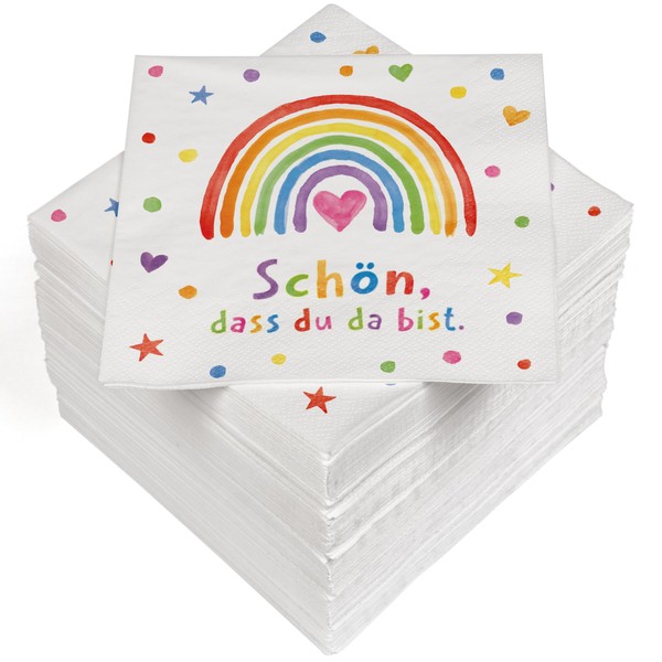 HEKU 100 napkins, 3-ply, 33 x 33 cm, rainbow, absorbent