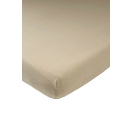 Meyco Baby Plain Fitted Sheet for Cot Bed (Flat Sheet with Soft Jersey Quality, Made from 100% Cotton, Perfect Fit with Elasticated All Around Breathability, Dimensions: 70 x 140 cm), Taupe