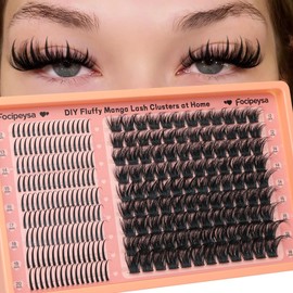 Focipeysa Fluffy Lash Clusters 100D Lash Extensions with Spike Individual Lashes 12-20mm Volume Wispy Clusters Eyelash Extensions D Curl Manga Individual Lashes DIY at Home