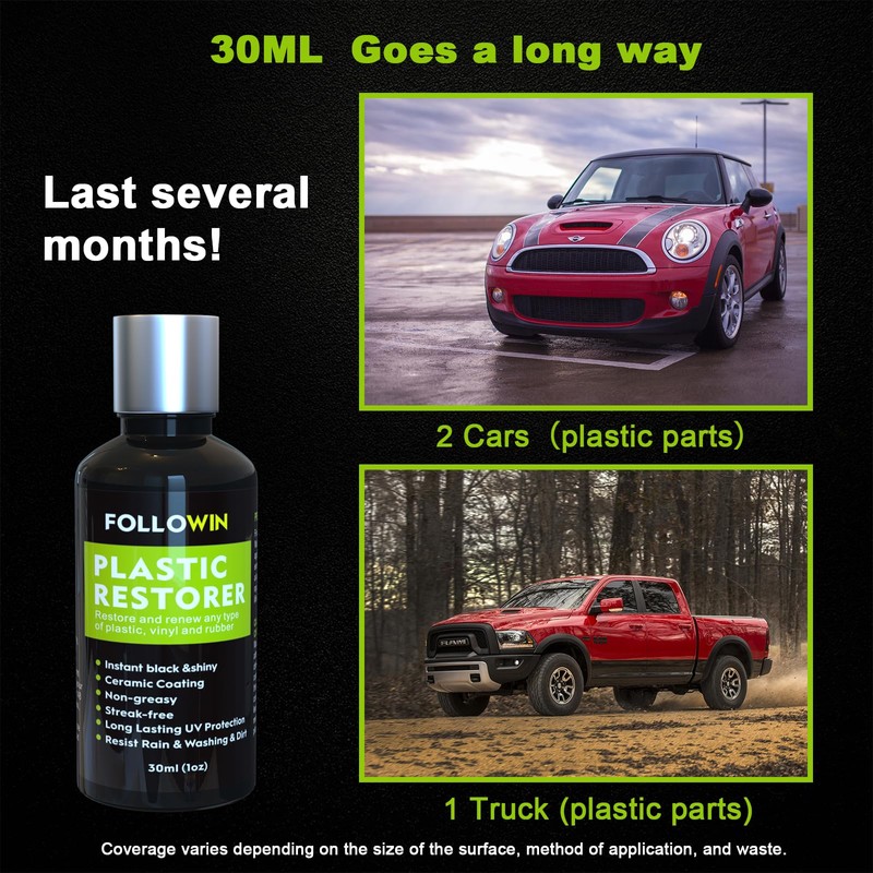 FOLLOWIN Ceramic Trim Coat Kit Quick Plastic Trim Restorer Restorer